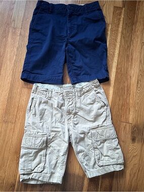 Gap Kids Boys Size 14 Ranger Cargo & FF Chino Shorts Khaki Navy Lot Adjustable